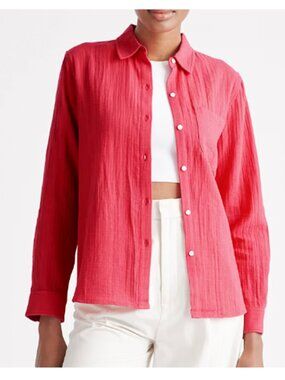 Quince Organic Cotton Gauze Relaxed Button Front Shirt